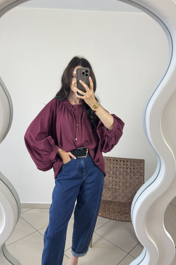 Koszula o kroju oversize 100% bawełna bakłażanowa ANGEL 4