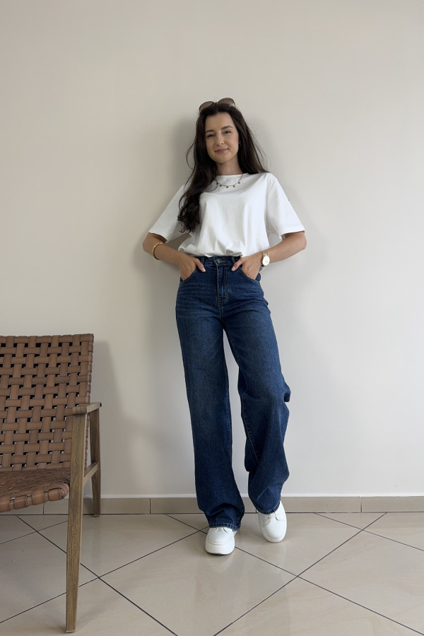 Spodnie jeansy ciemnogranatowe wide leg WENDY