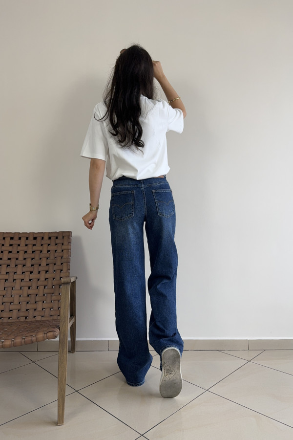 Spodnie jeansy ciemnogranatowe wide leg WENDY 1