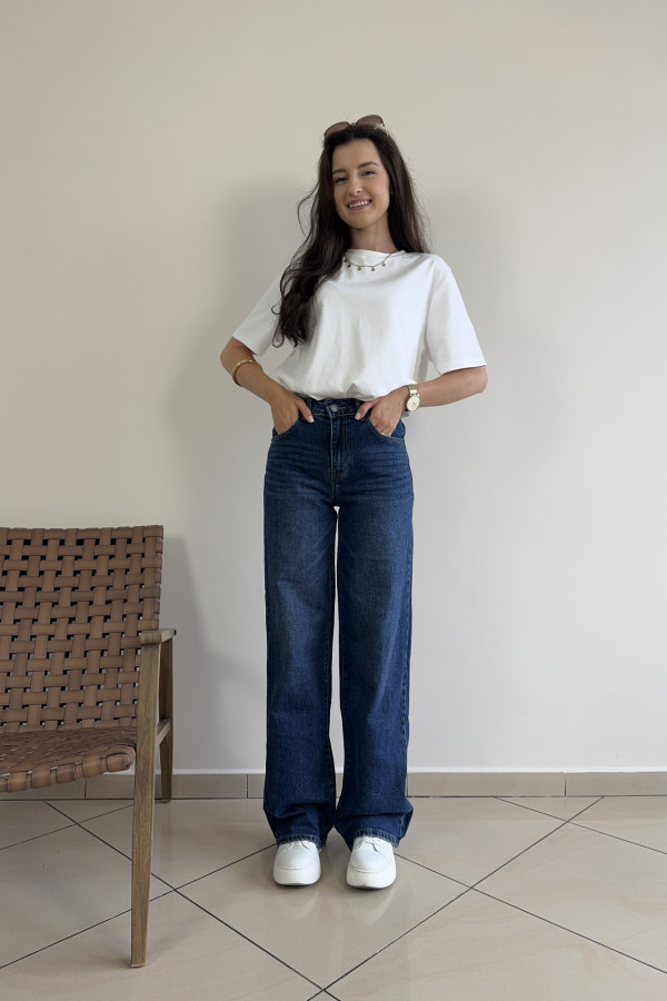 Spodnie jeansy ciemnogranatowe wide leg WENDY 2