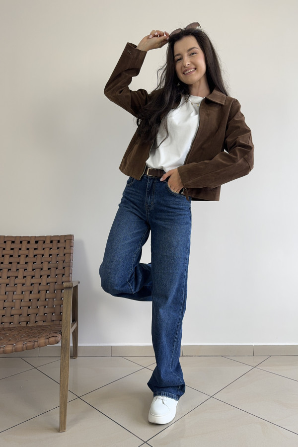 Spodnie jeansy ciemnogranatowe wide leg WENDY 4