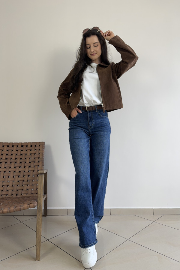 Spodnie jeansy ciemnogranatowe wide leg WENDY 5