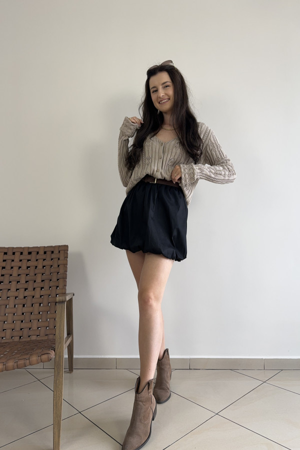 Sweter ażurowy z rękawkiem typu dzwonek 100% bawełna beżowy ARIEL 5