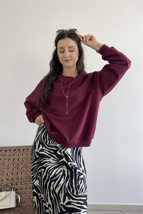 Bluza bawełniana oversize bordowa WERA 3