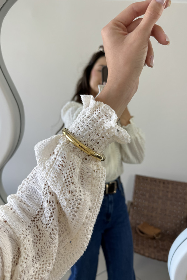 Bluzka w stylu boho śmietankowa 100% bawełna FIRLA 3