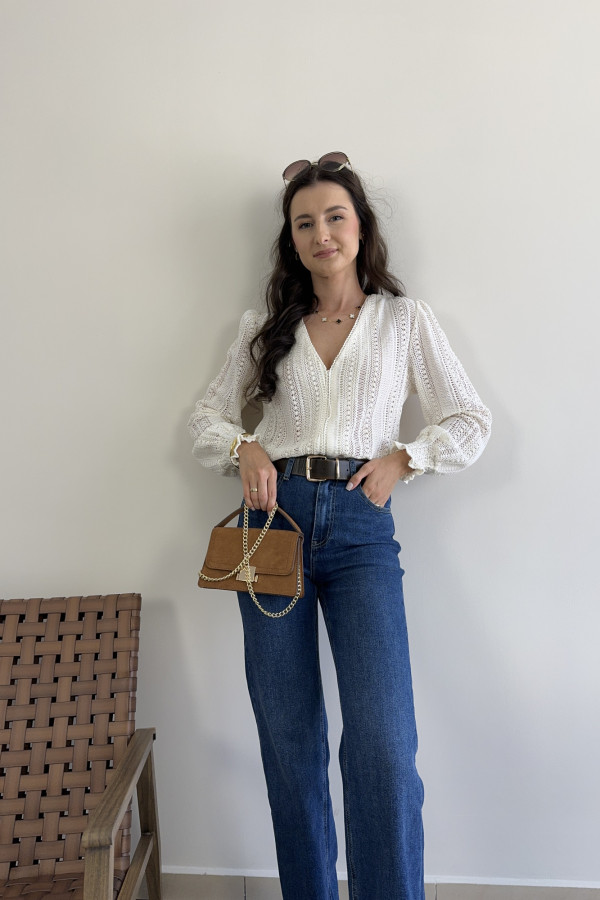 Bluzka w stylu boho śmietankowa 100% bawełna FIRLA