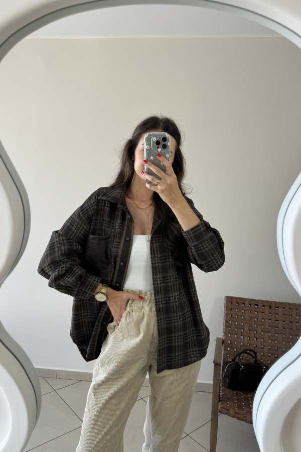 Koszula oversize w kratę z kieszonką FRIYA 4