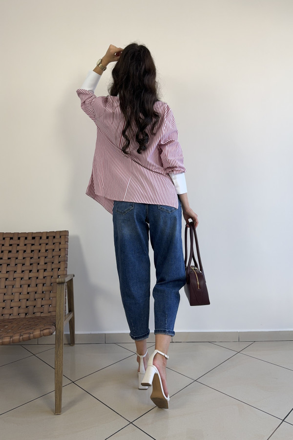 Koszula oversize w czerwone paski 100% bawełna ORIGINAL 2