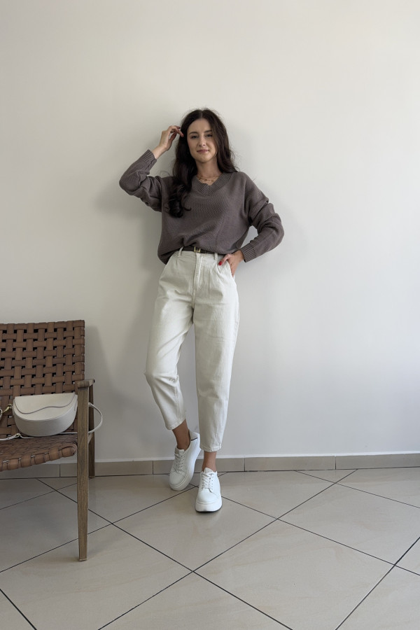 Sweter oversize z dekoltem w serek fango RICE 3