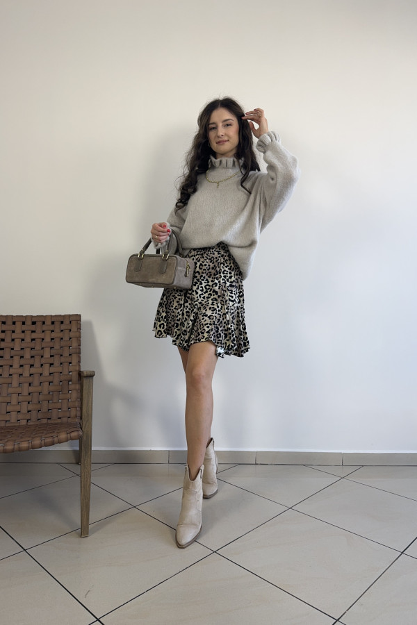 Sweter oversize z falbankami baby alpaca i wełna beżowy HARRY 4