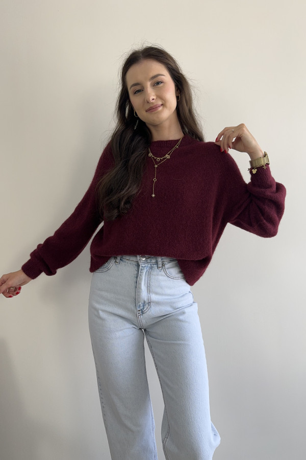 Sweter bordowy z baby alpacą i wełną HORIZON 2