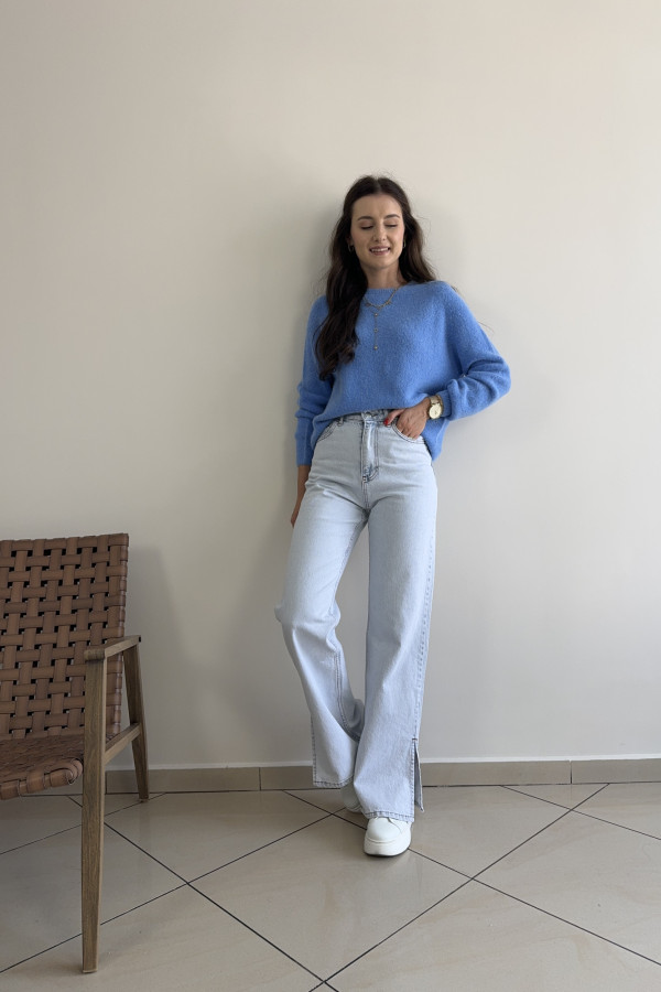 Sweter niebieski z baby alpacą i wełną HORIZON 3