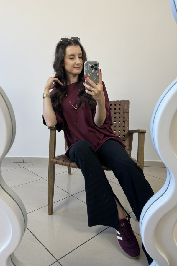 Legginsy prążkowane dzwony czarne PHILO 2