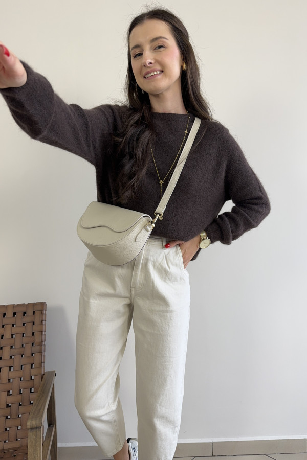 Sweter czekoladowy z baby alpacą i wełną HORIZON 1