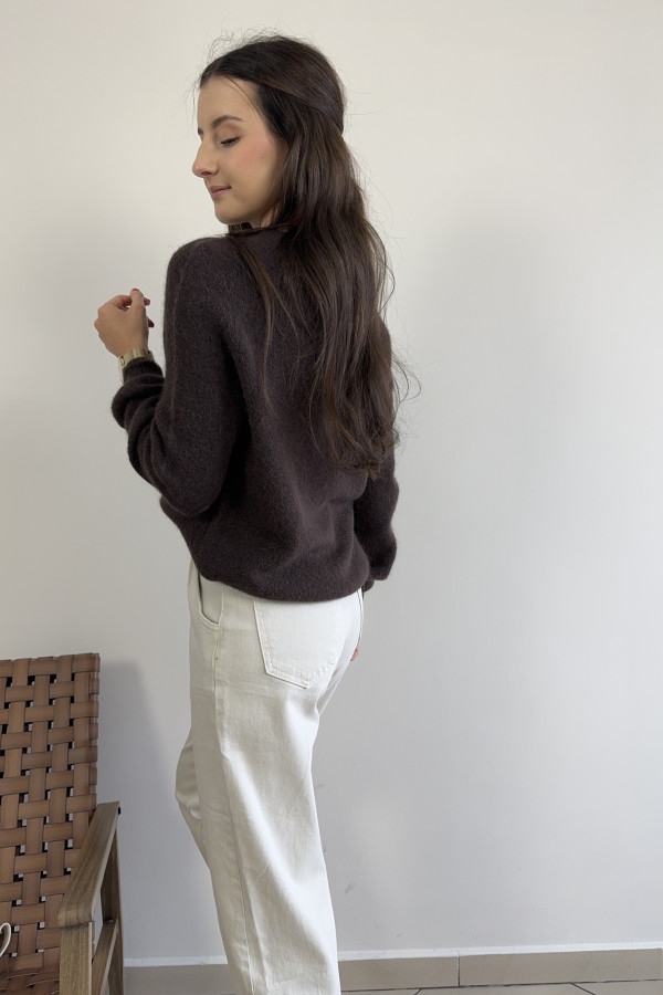 Sweter czekoladowy z baby alpacą i wełną HORIZON 2