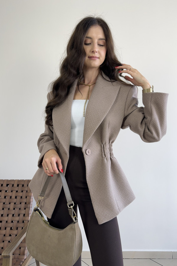 Marynarka z podkreśloną talią beżowo-szara FENDI 4