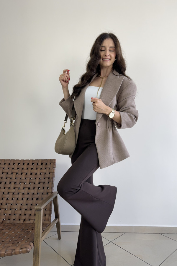 Marynarka z podkreśloną talią beżowo-szara FENDI 5