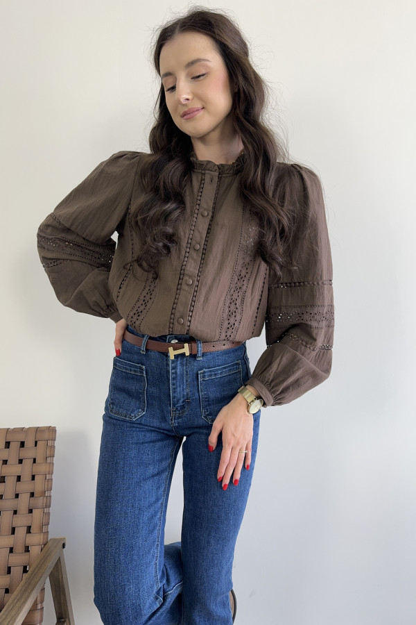 Koszula w stylu boho czekoladowa BECKY