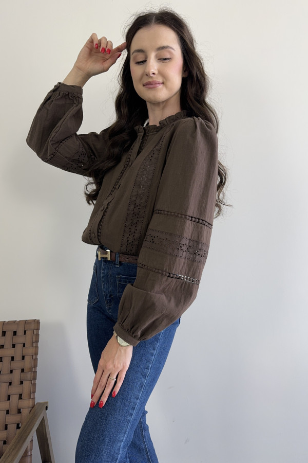 Koszula w stylu boho czekoladowa BECKY 1