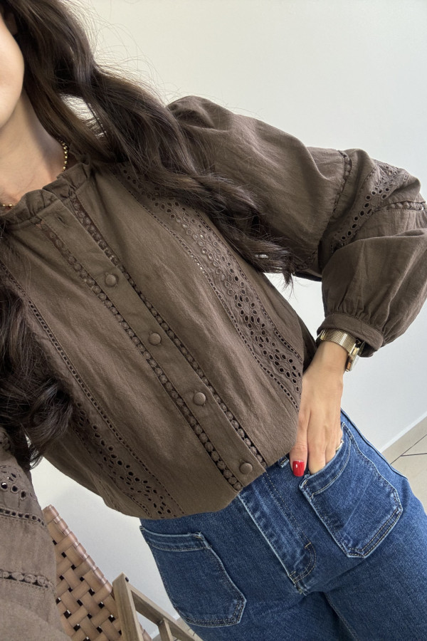 Koszula w stylu boho czekoladowa BECKY 3