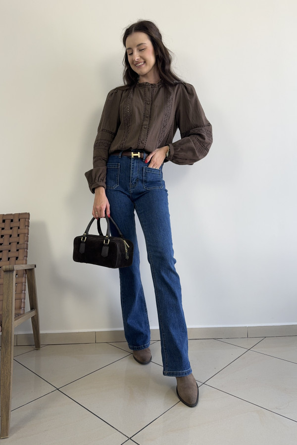 Koszula w stylu boho czekoladowa BECKY 4