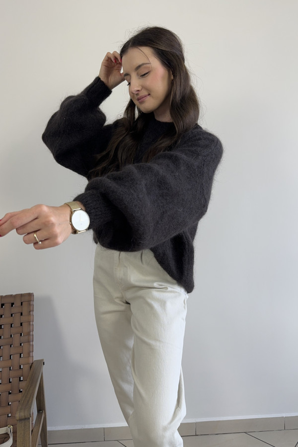 Sweter z wełną i moherem gorzka czekolada BAILANDO 3