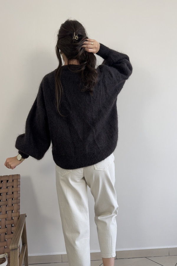 Sweter z wełną i moherem gorzka czekolada BAILANDO 4