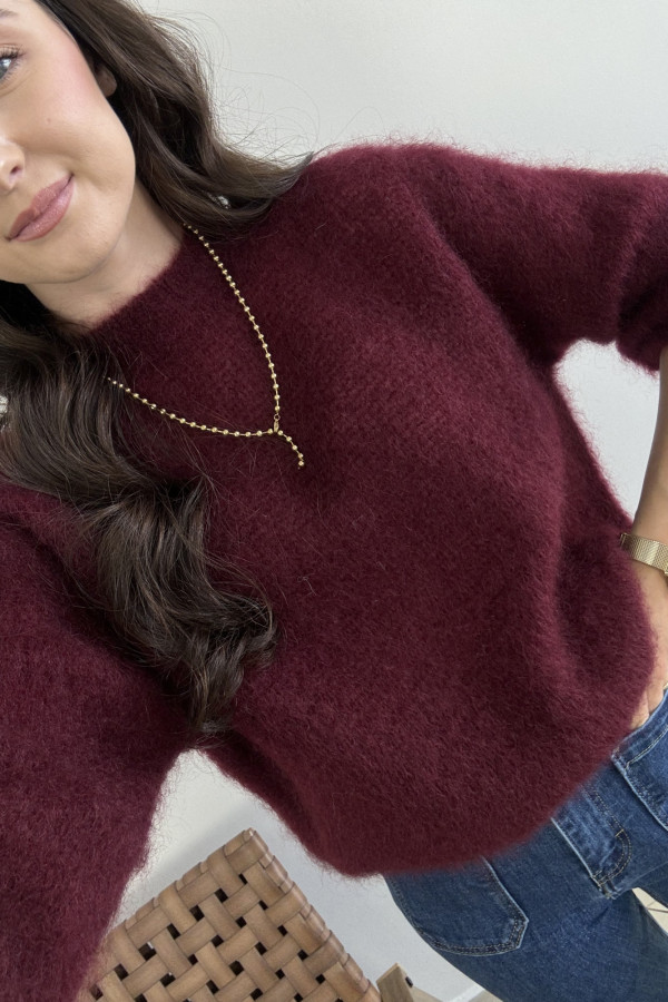 Sweter bordowy 80% kid moher CLOUD 1