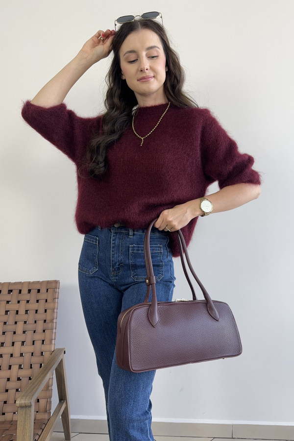 Sweter bordowy 80% kid moher CLOUD 2
