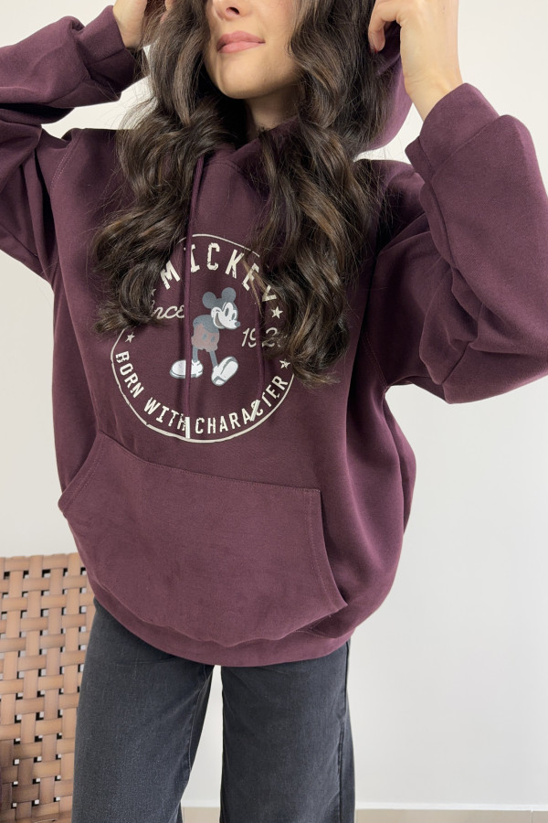 Bluza oversize z nadrukiem bordowa MIKI