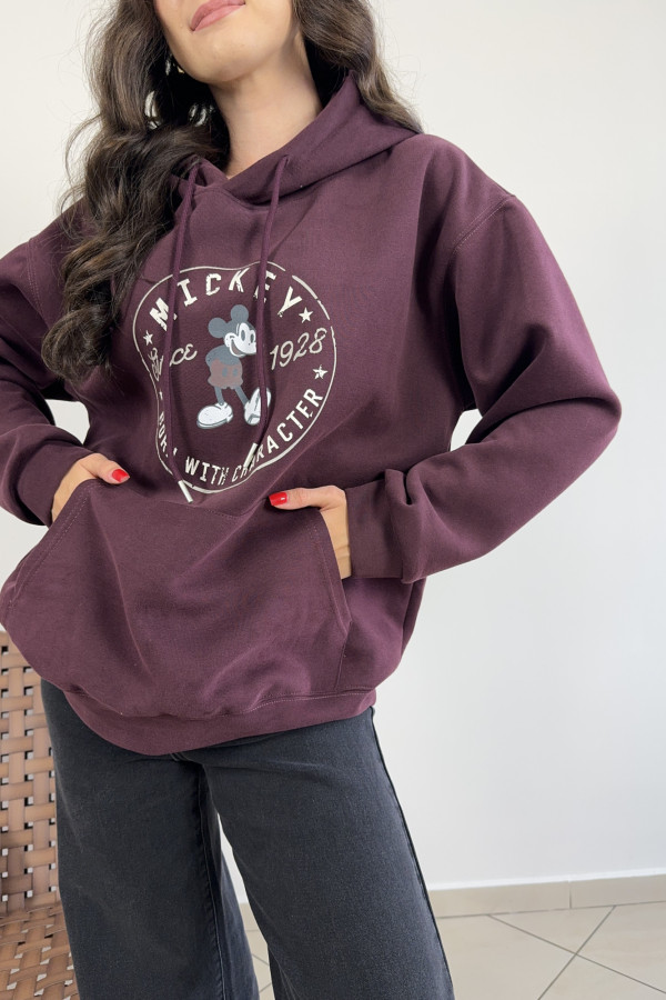 Bluza oversize z nadrukiem bordowa MIKI 2