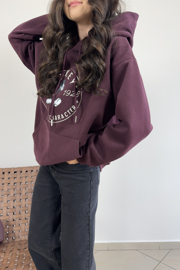 Bluza oversize z nadrukiem bordowa MIKI 3