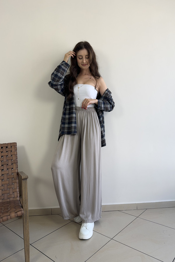 Spodnie wide leg 100% wiskoza beżowe CAPRI 1
