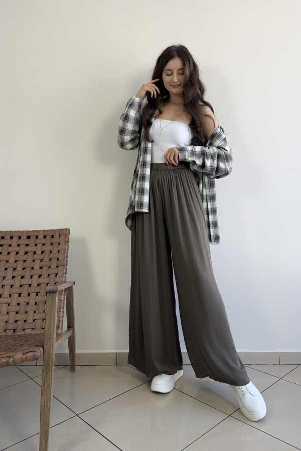 Spodnie wide leg 100% wiskoza czekoladowe CAPRI 1