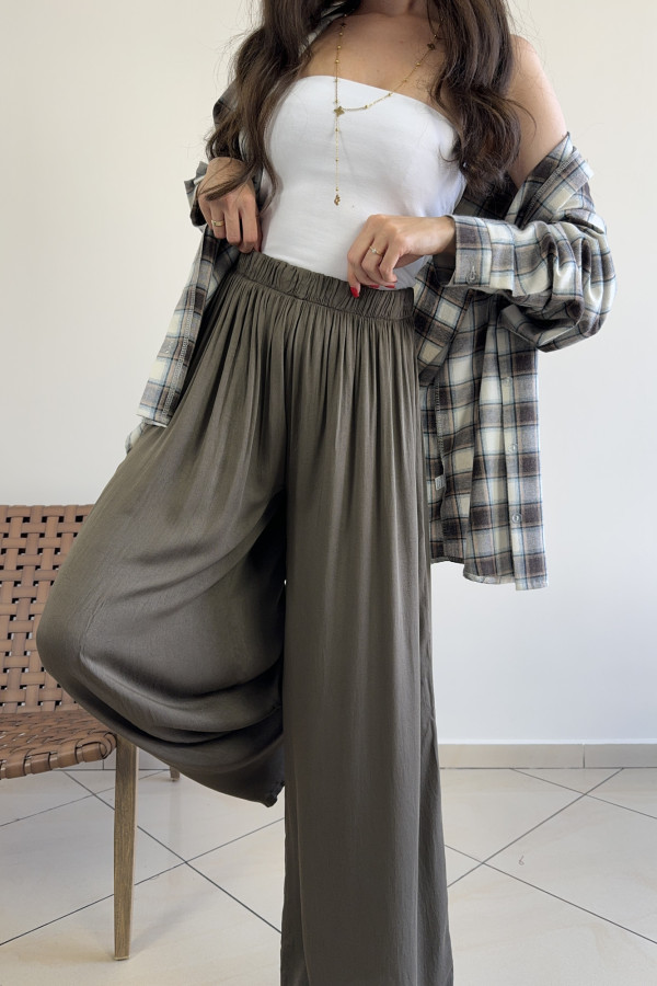 Spodnie wide leg 100% wiskoza czekoladowe CAPRI 2