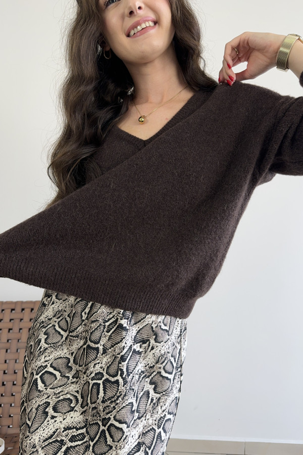 Sweter z alpaką i wełną czekoladowy OTTO 1