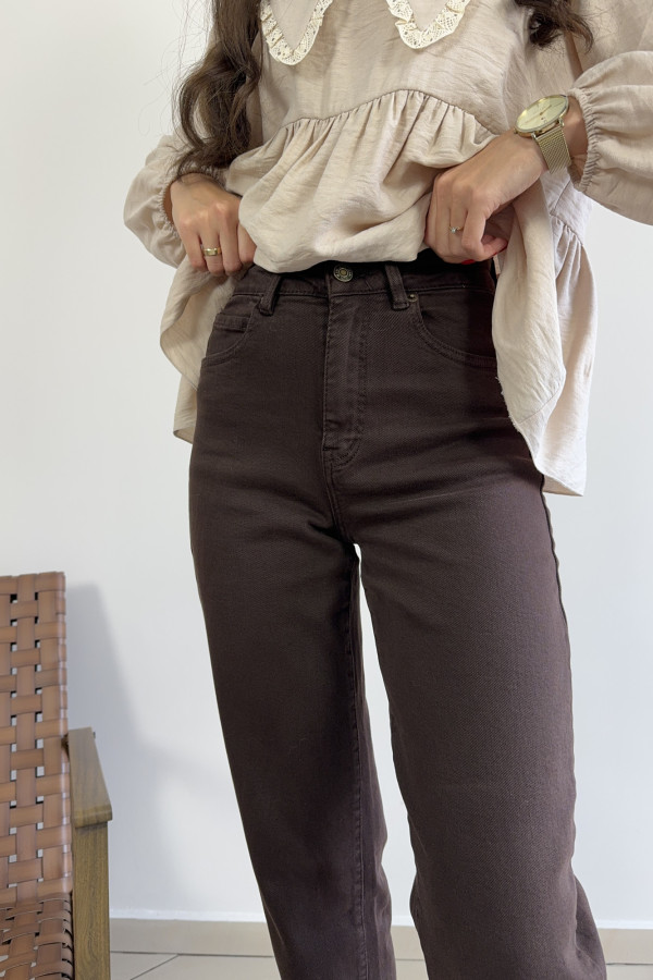 Spodnie jeansy mom fit czekoladowe COMFORT 3