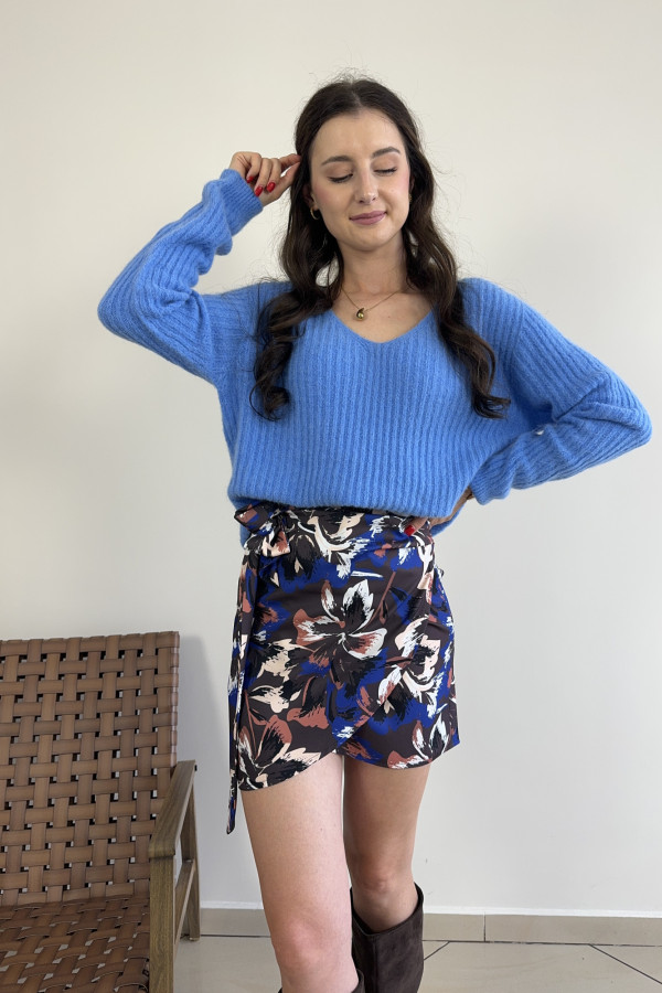 Sweter w delikatny prążek wełna i baby alpaka niebieski TOWN 3