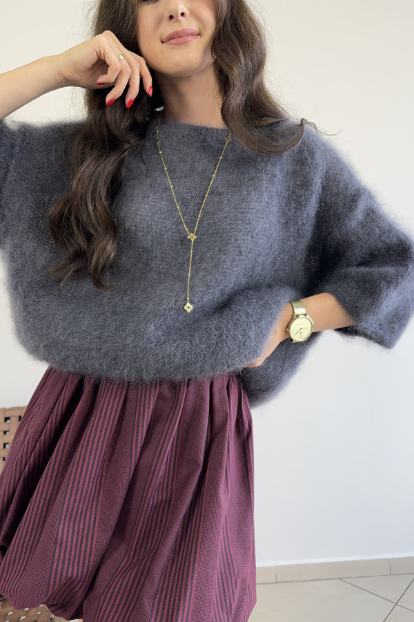 Sweter szary 80% kid moher CLOUD II
