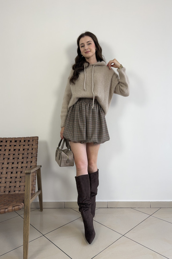 Sweter z kapturem moher i wełna beżowy BROOKLYN 4