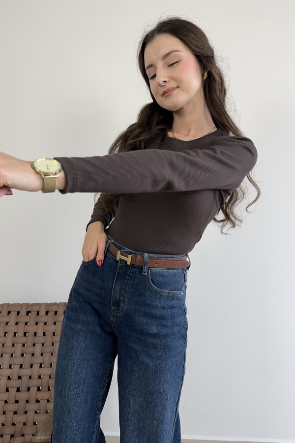 Bluzka loongsleeve prążek czekoladowa TARA 1
