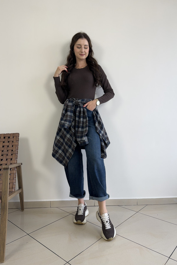 Bluzka loongsleeve prążek czekoladowa TARA 3