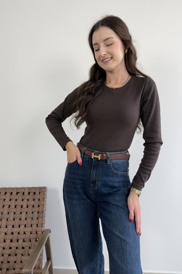 Bluzka loongsleeve prążek czekoladowa TARA 4