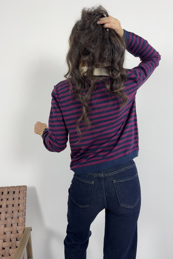 Sweter w bordowo-granatowe paski BERRY 2