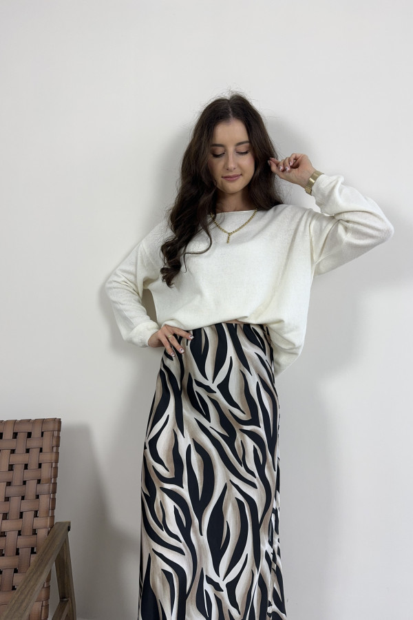 Sweter oversize z wełną i kaszmirem śmietankowy LUXURY 4