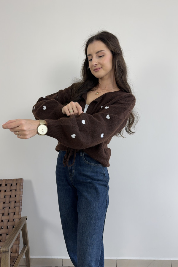 Sweter z wiązaniem w jasne serduszka SWEET HEARTS 4