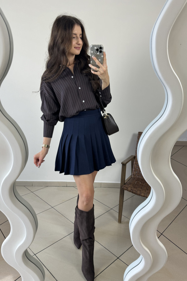 Koszula o kroju oversize czekoladowa w paski 100% wiskoza CELINE 4