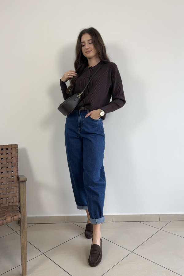 Sweter/kardigan w prążek czekoladowy LOU 1