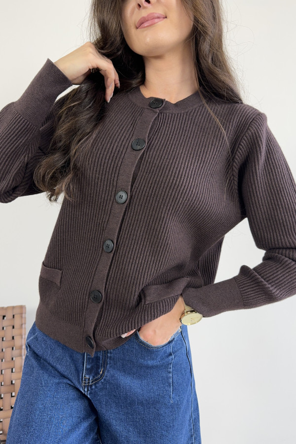 Sweter/kardigan w prążek czekoladowy LOU 2