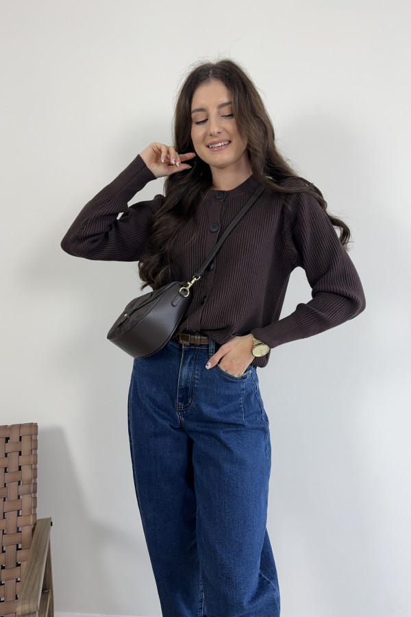 Sweter/kardigan w prążek czekoladowy LOU 3